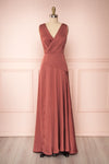 Eglantine Pink Satin Flare Gown | Robe longue | Boudoir 1861 front view
