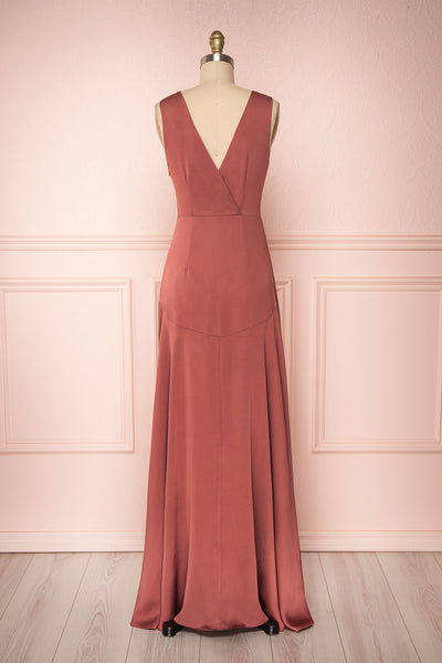 Eglantine Pink Satin Flare Gown | Robe longue | Boudoir 1861 back view