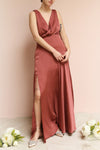 Eglantine Pink Satin Flare Gown | Robe longue | Boudoir 1861 on model