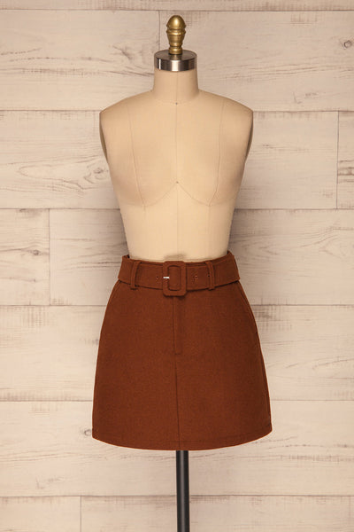 Egtehaug Marron Brown Felt Mini Skirt front view | La Petite Garçonne