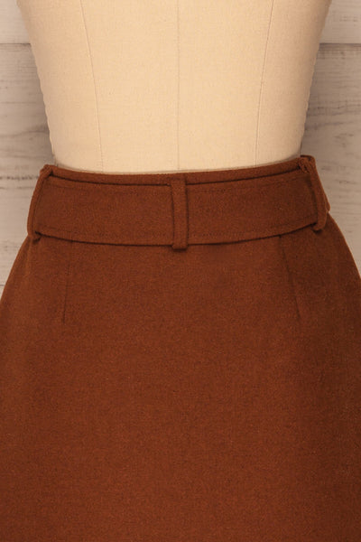 Egtehaug Marron Brown Felt Mini Skirt | La Petite Garçonne back close-up