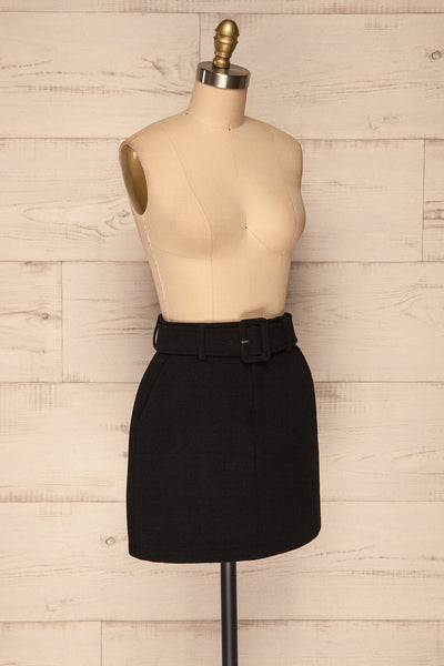 Egtehaug Noir Black Felt Mini Skirt | La Petite Garçonne side view