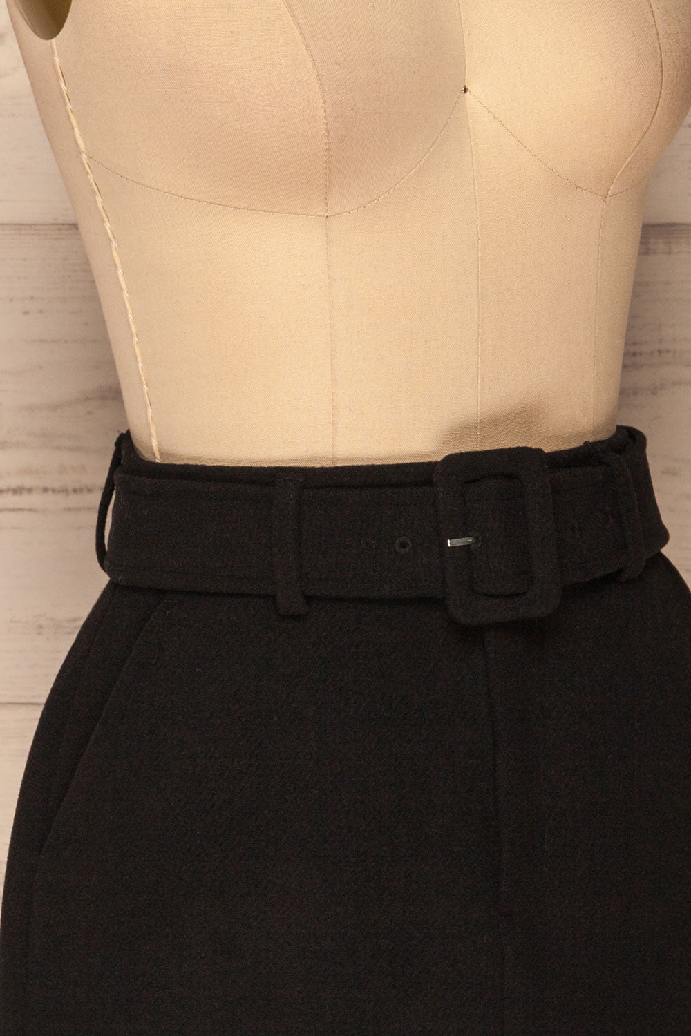 Egtehaug Noir Black Felt Mini Skirt | La Petite Garçonne side close-up