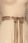 Eiasland Beige High Waisted Linen Shorts | La petite garçonne side close-up