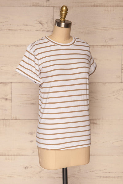 Eidbu Taupe White T-Shirt w/ Stripes | La petite garçonne side view