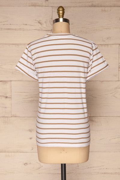 Eidbu Taupe White T-Shirt w/ Stripes | La petite garçonne back view