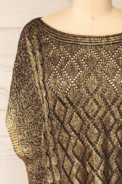 Eideshaug Black Patterned Sweater Vest | La petite garçonne front close-up