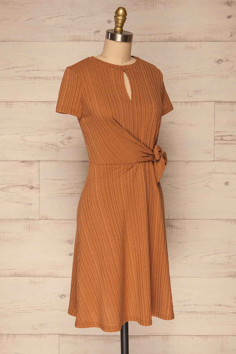 Eidsora Light Brown Short A-Line Dress | La petite garçonne 