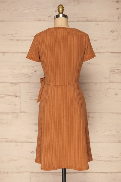 Eidsora Light Brown Short A-Line Dress | La petite garçonne side back view