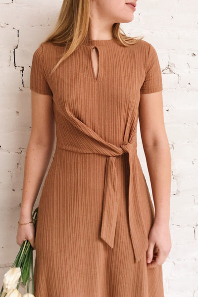 Eidsora Light Brown Short A-Line Dress | La petite garçonne on model
