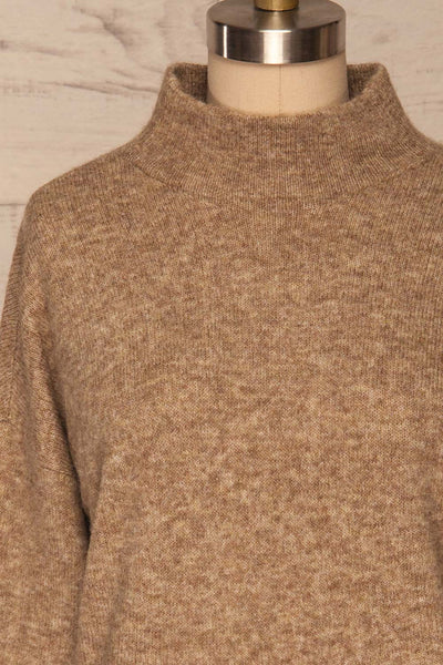 Eidstein Light Brown Fuzzy Knitted Sweater | La petite garçonne front close up