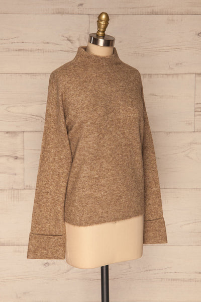 Eidstein Light Brown Fuzzy Knitted Sweater | La petite garçonne side view