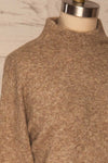 Eidstein Light Brown Fuzzy Knitted Sweater | La petite garçonne side close up