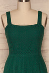 Eidsvaag Emerald Green Lace Sleeveless Jumpsuit | La Petite Garçonne front close-up