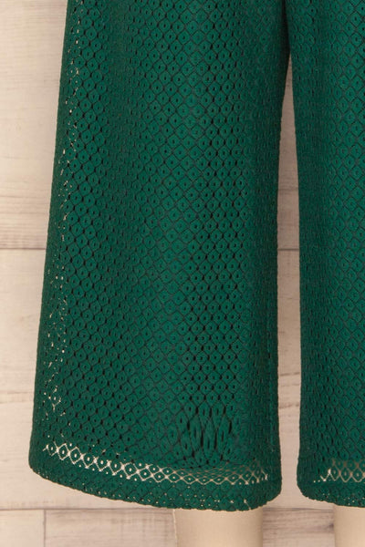 Eidsvaag Emerald Green Lace Sleeveless Jumpsuit | La Petite Garçonne bottom close-up