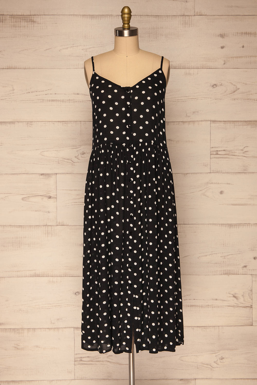 Eidsvollen Black w/ White Polka Dots Dress | La petite garçonne front view 