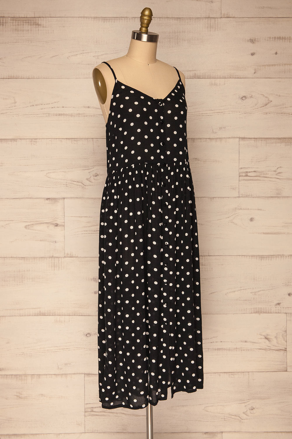 Eidsvollen Black w/ White Polka Dots Dress | La petite garçonne side view 