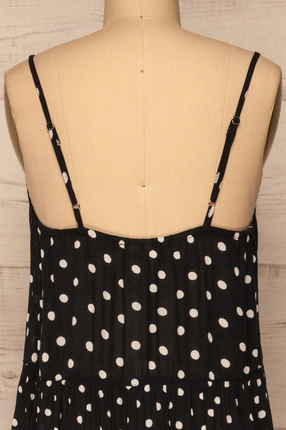 Eidsvollen Black w/ White Polka Dots Dress | La petite garçonne back close-up