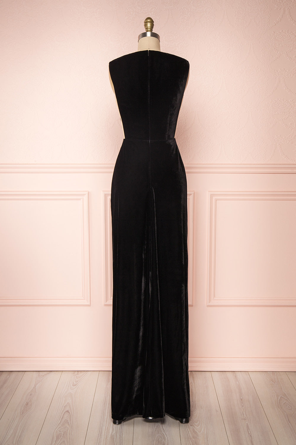 Eileen Black Velvet A-Line Gown | Boutique 1861 back view 