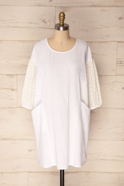 Eina Glacier White Crinkled Style Loose Dress | La Petite Garçonne