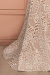 Eleanor - Ivory lace plunging neckline gown