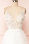 Eligia White Tulle A-Line Maxi Bridal Dress | Boudoir 1861 front close up