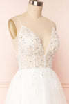 Eligia White Tulle A-Line Maxi Bridal Dress | Boudoir 1861 side close up
