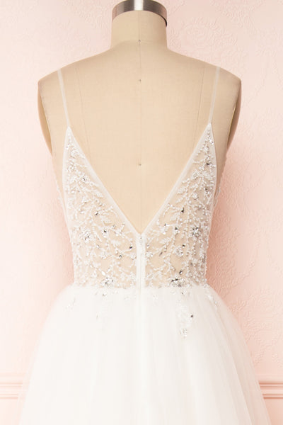 Eligia White Tulle A-Line Maxi Bridal Dress | Boudoir 1861 back close up