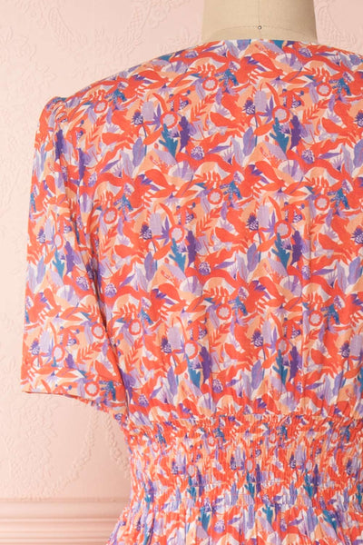 Elinros Coral Short Sleeved Midi Dress | Boutique 1861 back close-up