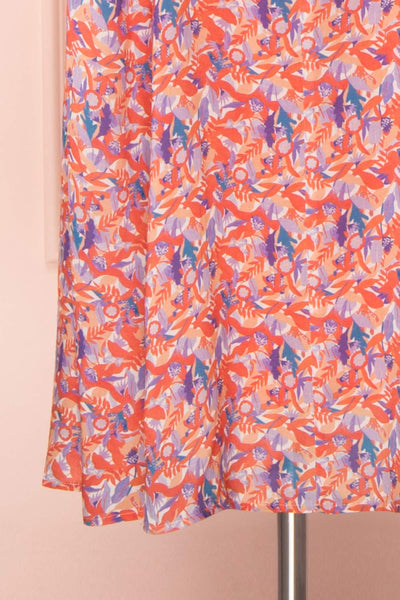 Elinros Coral Short Sleeved Midi Dress | Boutique 1861 bottom close-up