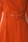 Ellesmere Orange Long Sleeved Midi Dress fabric | Boutique 1861