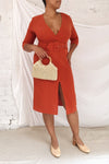 Ellesmere Orange Long Sleeve Midi Dress | Boutique 1861 model look