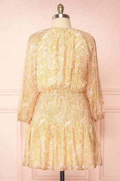 Freela Short Paisley Pattern V-Neck Dress | Boutique 1861  back plus