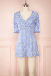 Elsie Sky Blue Floral Short Sleeved Romper front view | Boutique 1861