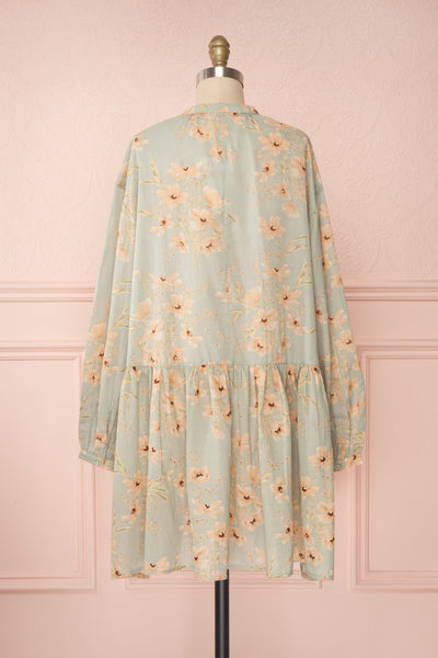 Eluska Pastel Green Floral Short Dress | Boutique 1861 back view