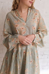 Eluska Pastel Green Floral Short Dress | Boutique 1861 on model
