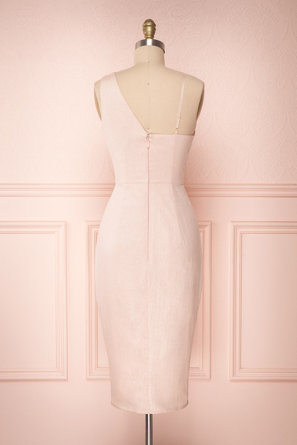 Elvan Petal Pink Glitter Fitted Cocktail Dress | Boutique 1861