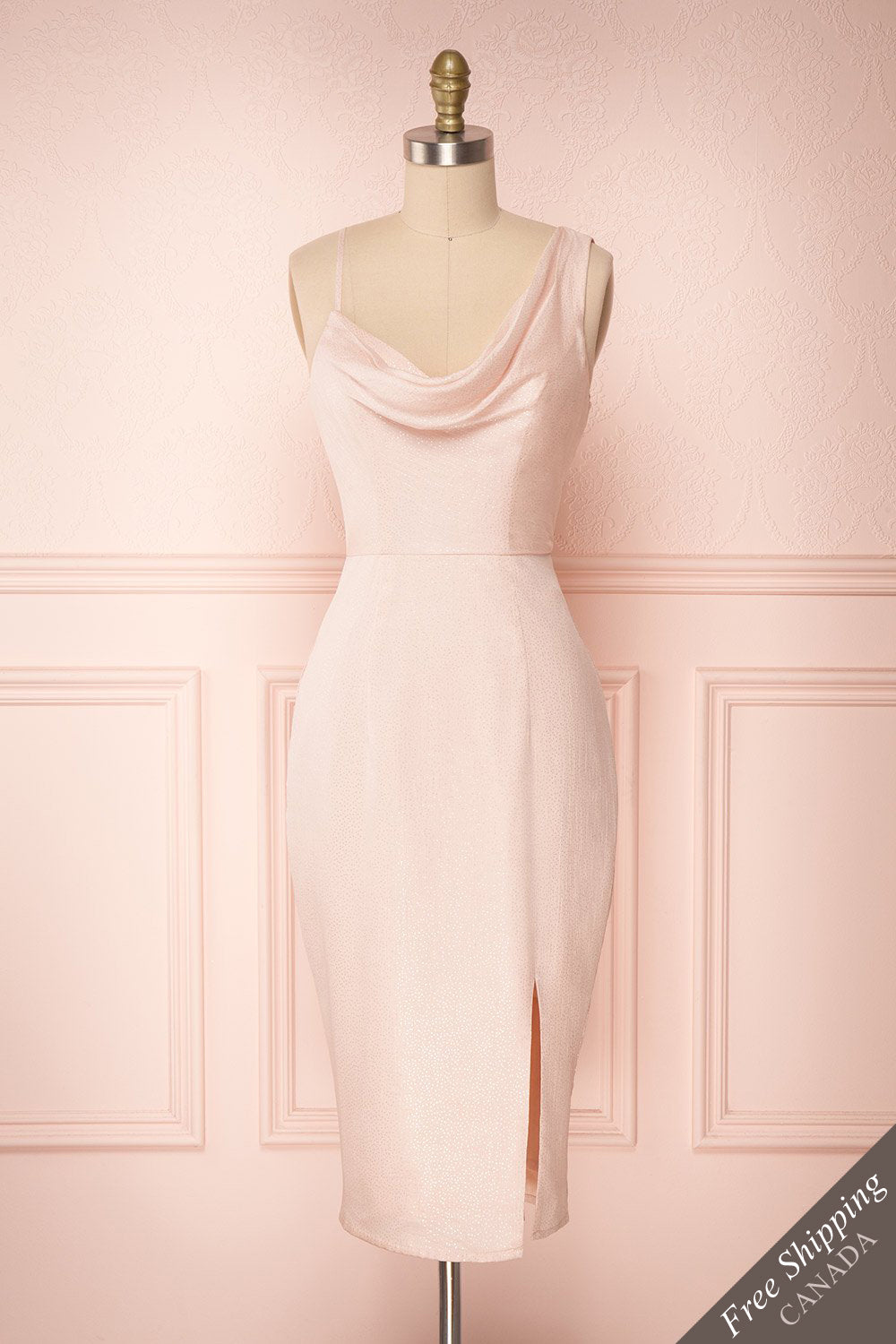 Elvan Petal Pink Glitter Fitted Cocktail Dress | Boutique 1861