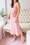 Elyse Pink Cowl Neck Midi Dress | Boutique 1861