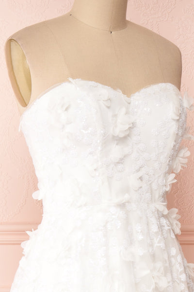 Emilola Floral Bustier Bridal Dress w/ Sequins | Boudoir 1861 side close-up