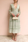 Emma-Rose Mint Green Summer Midi Dress | Boutique 1861 on model