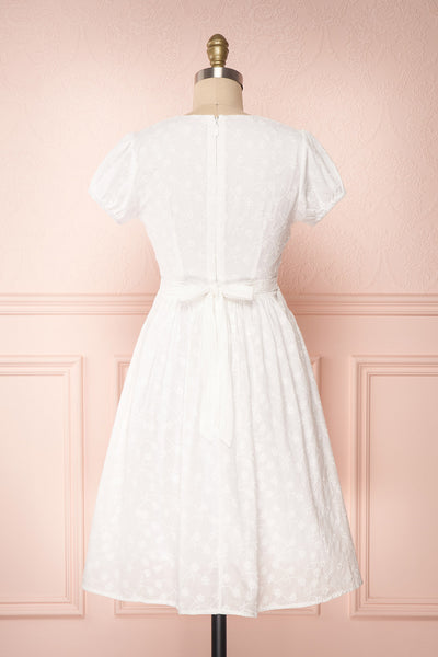 Emmarie White Floral Embroidered A-Line Dress | Boutique 1861