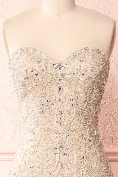 Emorine Beige & Silver Crystal Embroidered Bridal Gown | Boudoir 1861