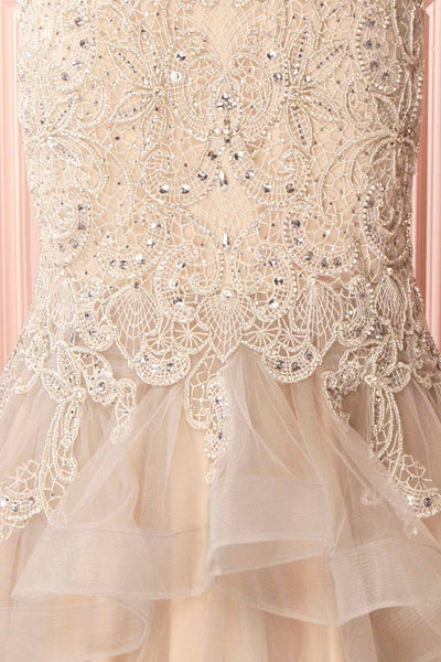 Emorine Beige & Silver Crystal Embroidered Bridal Gown | Boudoir 1861