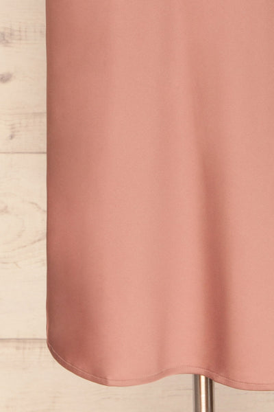 Enea Mauve Dusty Pink Satin Midi Slip Dress | La Petite Garçonne bottom close-up