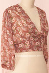 Erasma Pink Floral Chiffon Crop Top | Boutique 1861 side close-up
