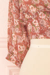Erasma Pink Floral Chiffon Crop Top | Boutique 1861 bottom close-up