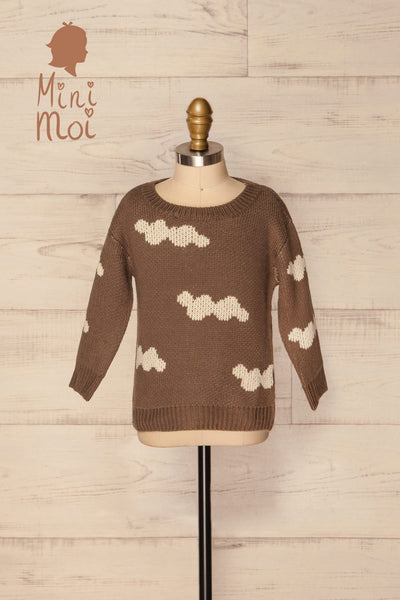 Erdut Mini Brown Knit Kids Sweater with Pattern | La Petite Garçonne