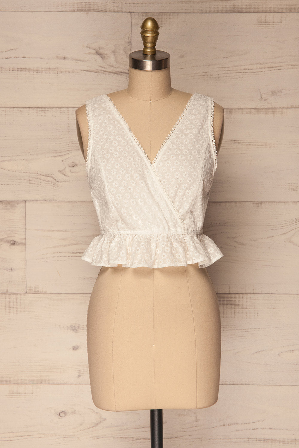 Erithrai White Embroidered V-Neck Top | La Petite Garçonne 1