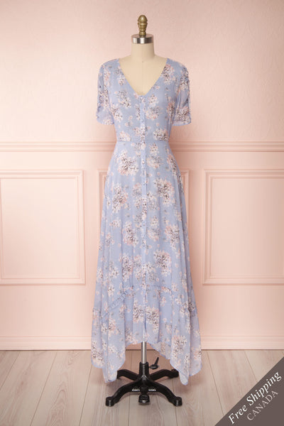 Espella Lilac Floral Buttoned Maxi Dress | Boutique 1861 front view FS